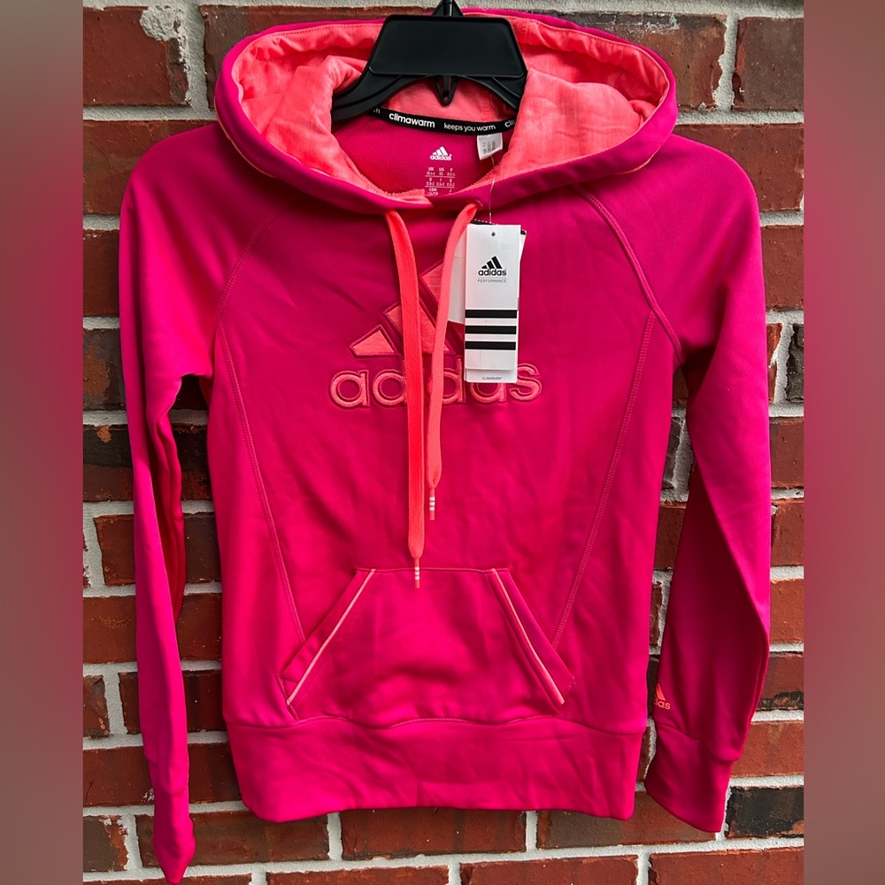NWT Adidas Climawarm Womens Pullover XS Fuchsia Hoodie. New